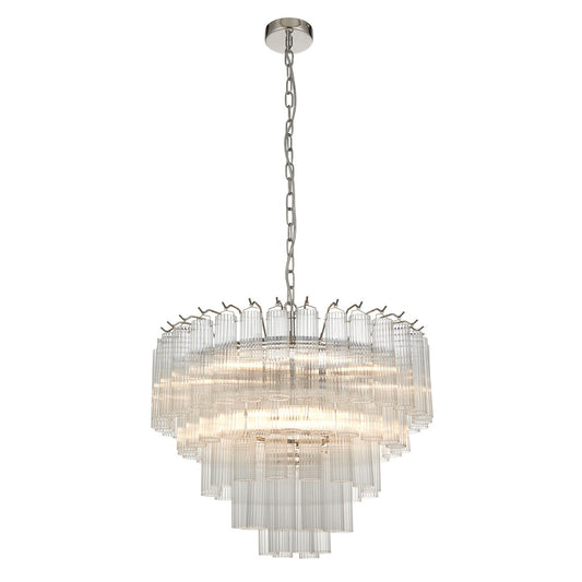 Toulouse Glass Chandelier Pendant Light - Bright Nickel