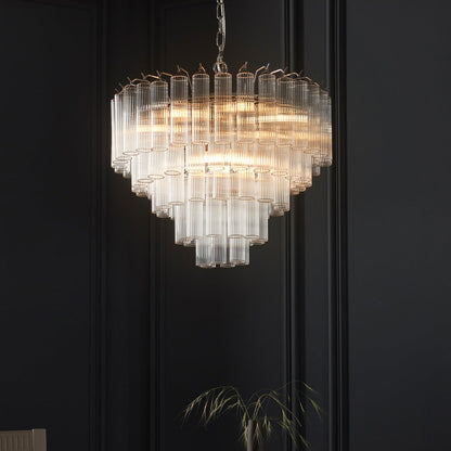 Toulouse Glass Chandelier Pendant Light - Bright Nickel