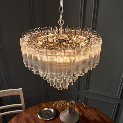 Toulouse Glass Chandelier Pendant Light - Bright Nickel