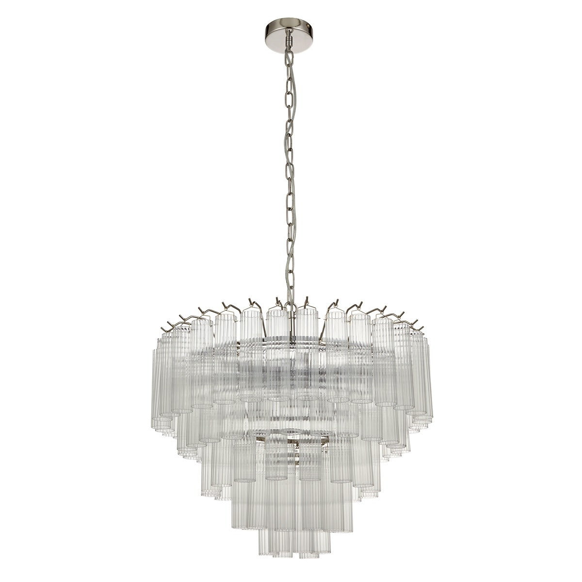 Toulouse Glass Chandelier Pendant Light - Bright Nickel