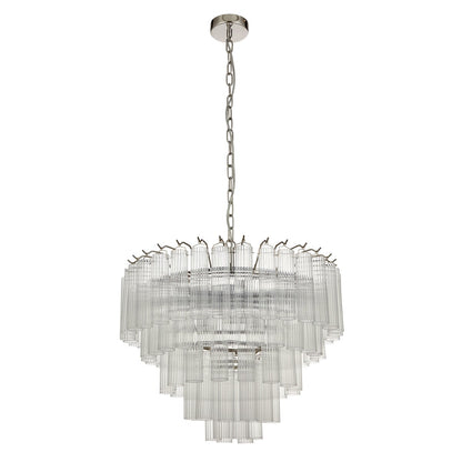 Toulouse Glass Chandelier Pendant Light - Bright Nickel