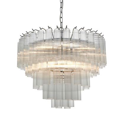 Toulouse Glass Chandelier Pendant Light - Bright Nickel