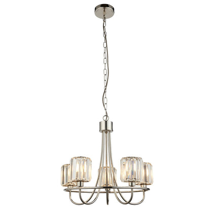 Berenice 5 Faceted Glass Ceiling Light - Nickel