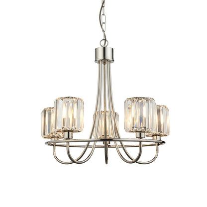 Berenice 5 Faceted Glass Ceiling Light - Nickel