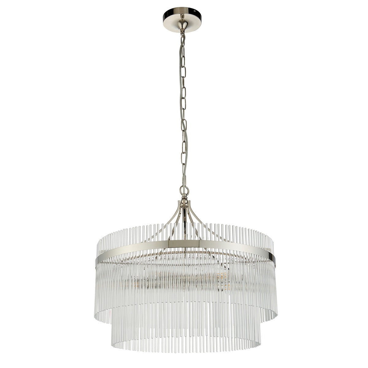 Marietta Glass 5 Pendant Light - Bright Nickel