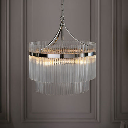 Marietta Glass 5 Pendant Light - Bright Nickel