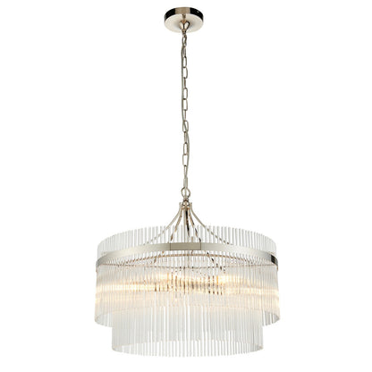 Marietta Glass 5 Pendant Light - Bright Nickel