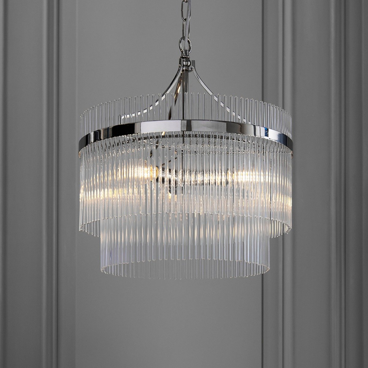 Marietta Glass 3 Pendant Light - Bright Nickel