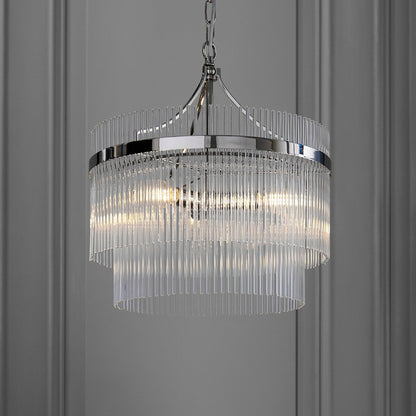 Marietta Glass 3 Pendant Light - Bright Nickel