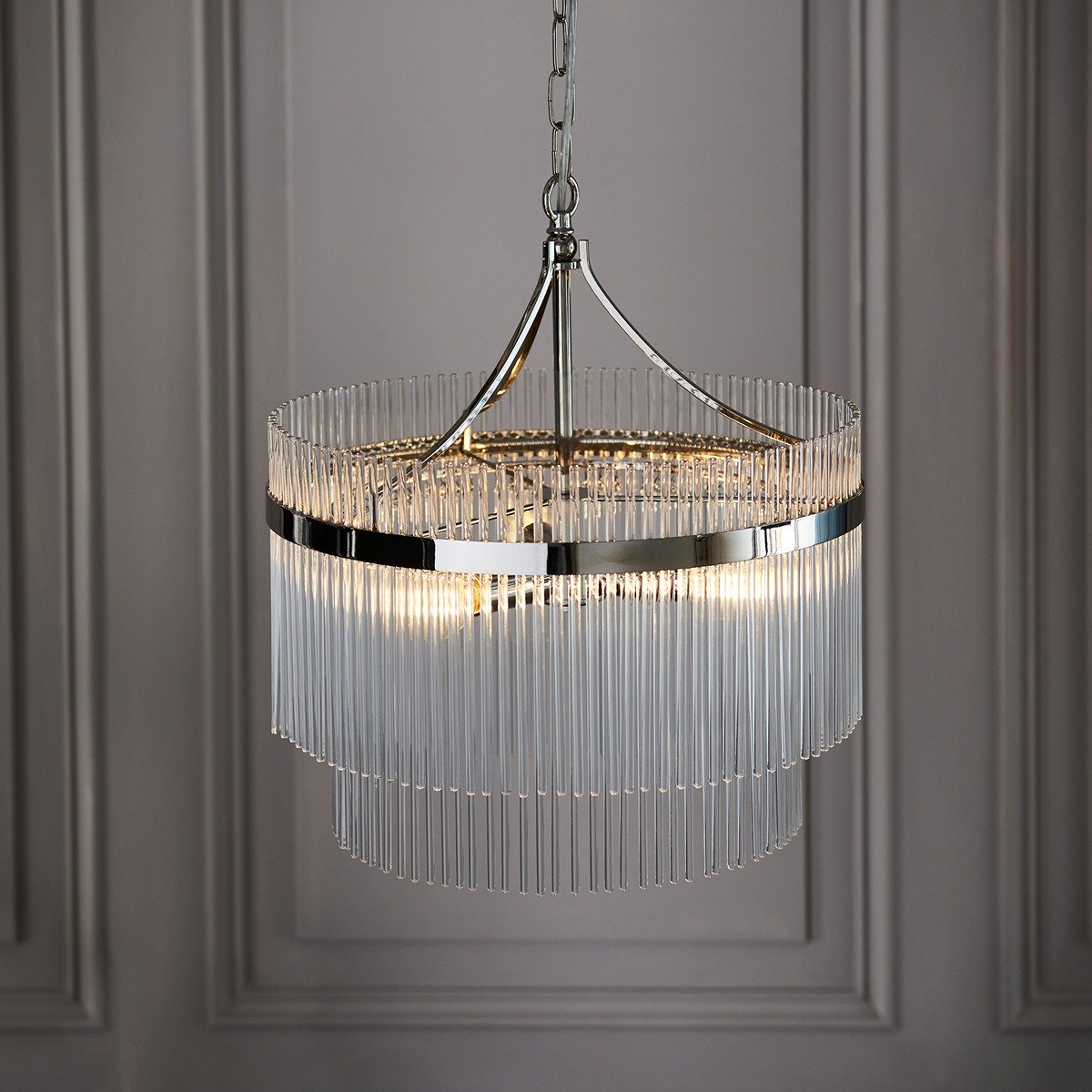 Marietta Glass 3 Pendant Light - Bright Nickel