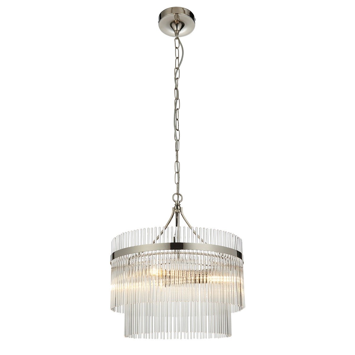 Marietta Glass 3 Pendant Light - Bright Nickel
