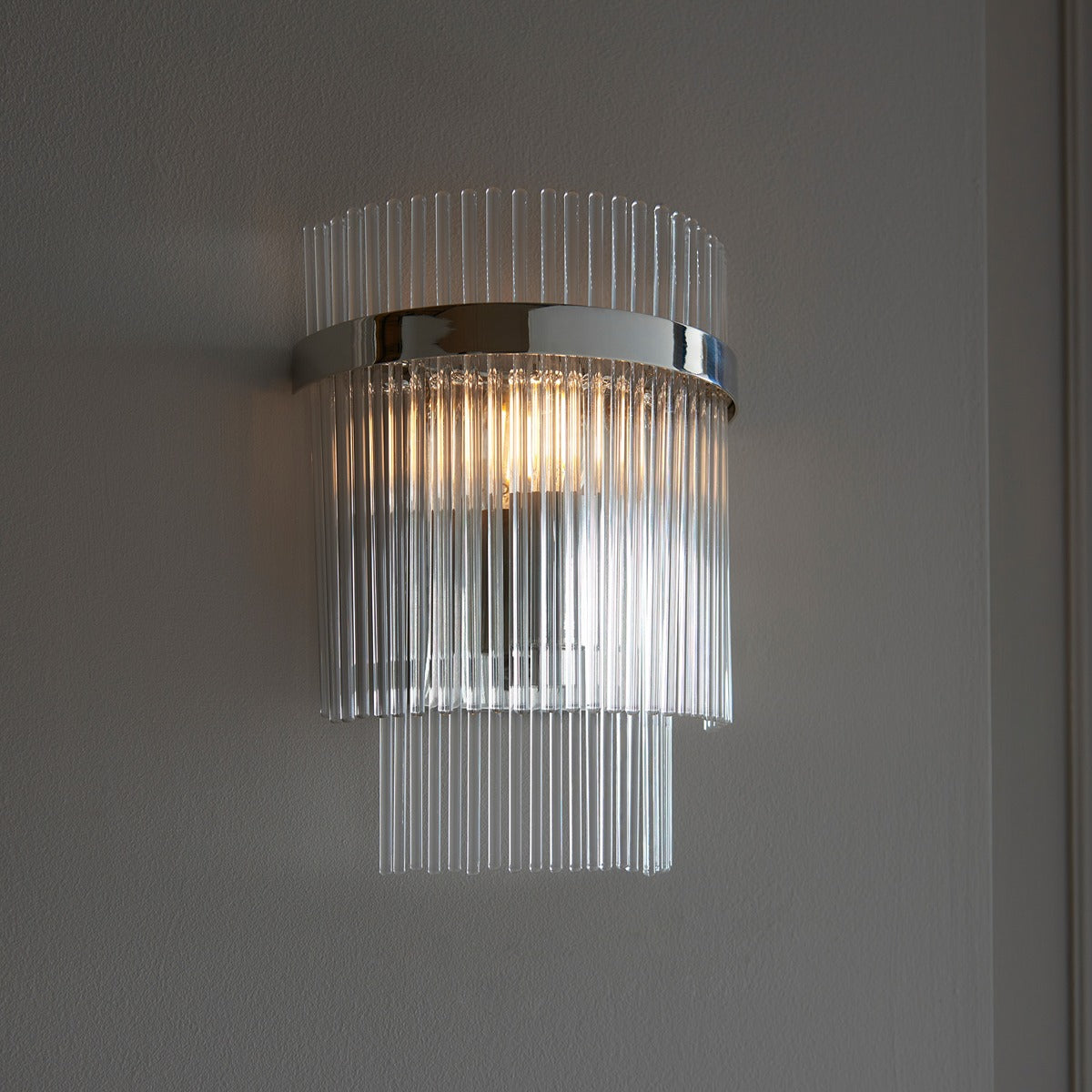 Marietta Glass Wall Light - Bright Nickel