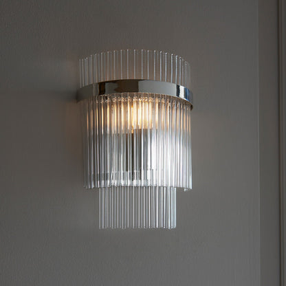 Marietta Glass Wall Light - Bright Nickel