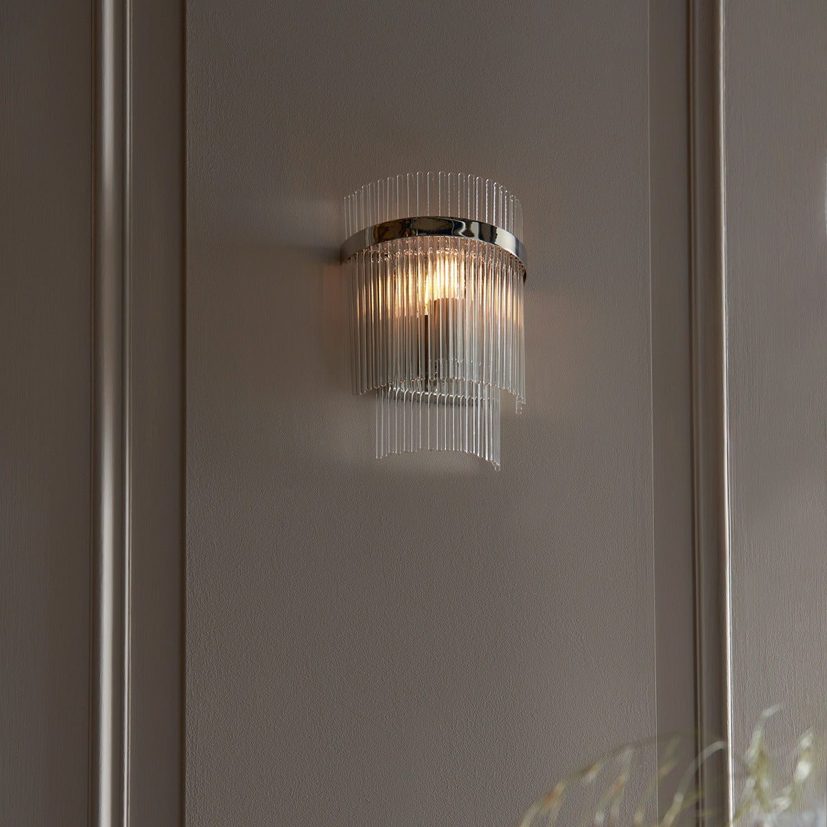Marietta Glass Wall Light - Bright Nickel