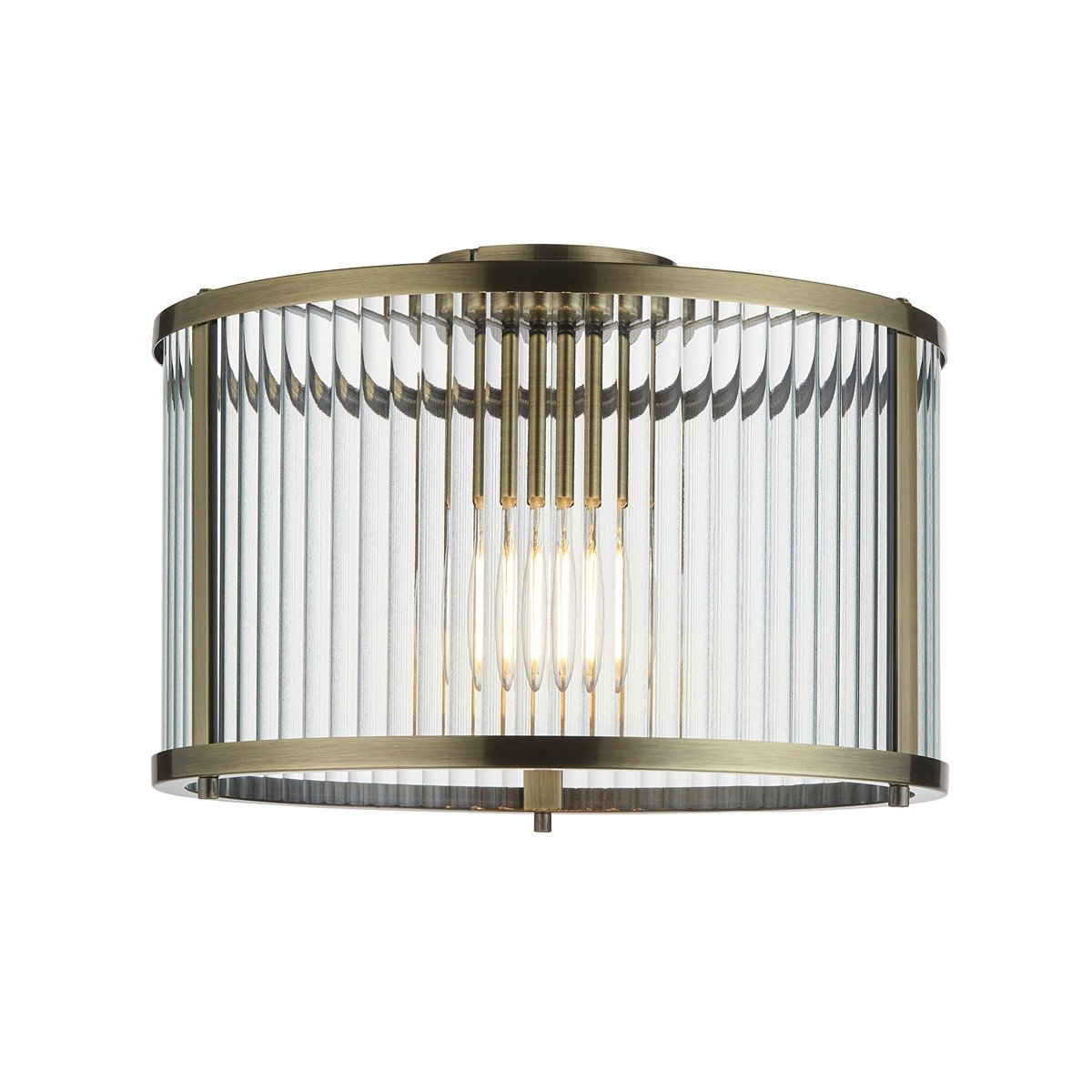 Ridgeton Glass Ceiling Light - Antique Brass
