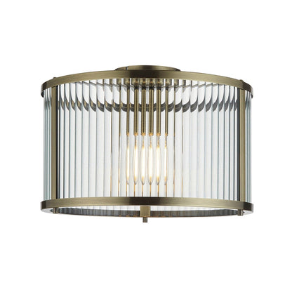 Ridgeton Glass Ceiling Light - Antique Brass