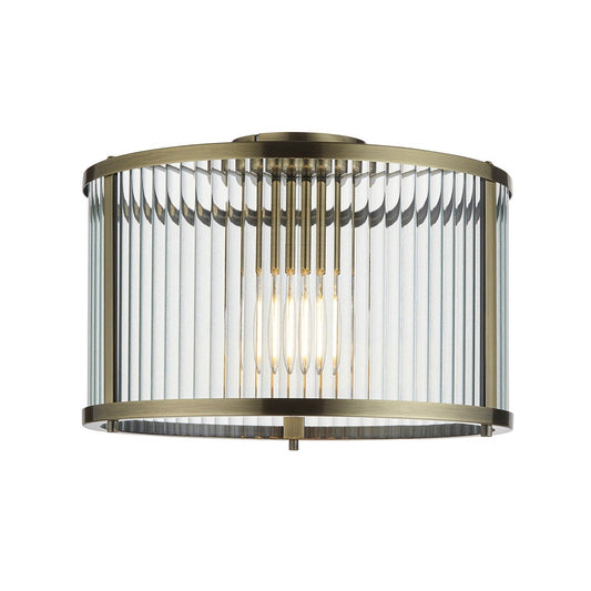 Ridgeton Glass Ceiling Light - Antique Brass