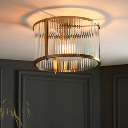 Ridgeton Glass Ceiling Light - Antique Brass