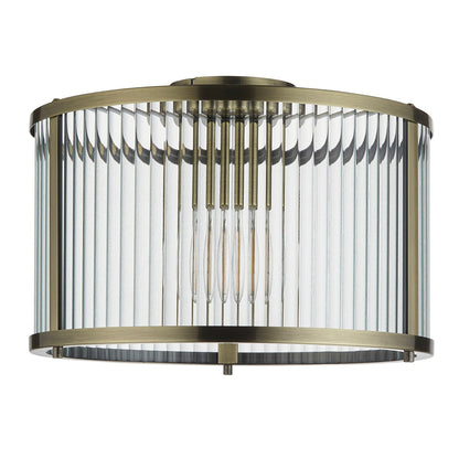 Ridgeton Glass Ceiling Light - Antique Brass