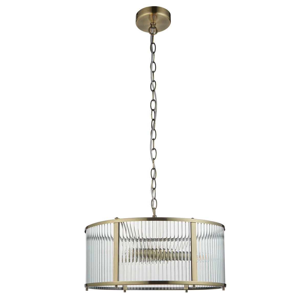 Ridgeton Glass Pendant Light - Antique Brass