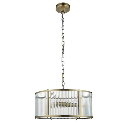 Ridgeton Glass Pendant Light - Antique Brass