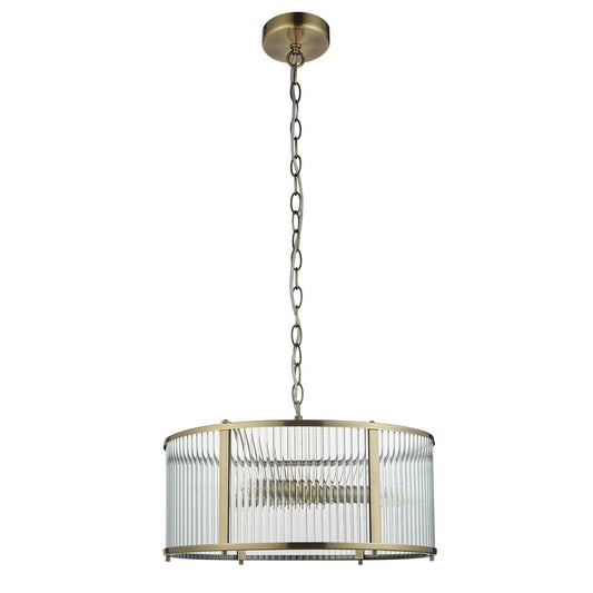 Ridgeton Glass Pendant Light - Antique Brass
