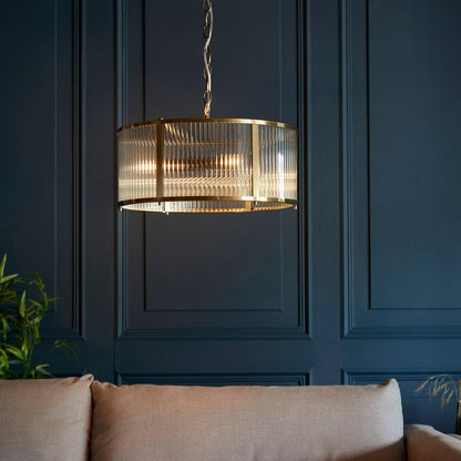 Ridgeton Glass Pendant Light - Antique Brass