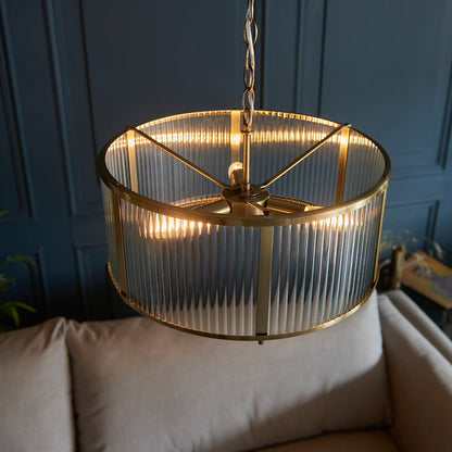 Ridgeton Glass Pendant Light - Antique Brass
