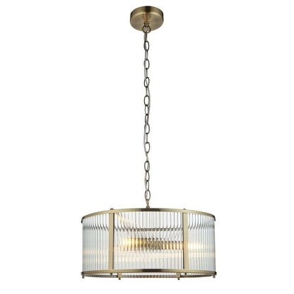 Ridgeton Glass Pendant Light - Antique Brass
