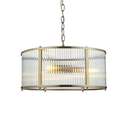 Ridgeton Glass Pendant Light - Antique Brass