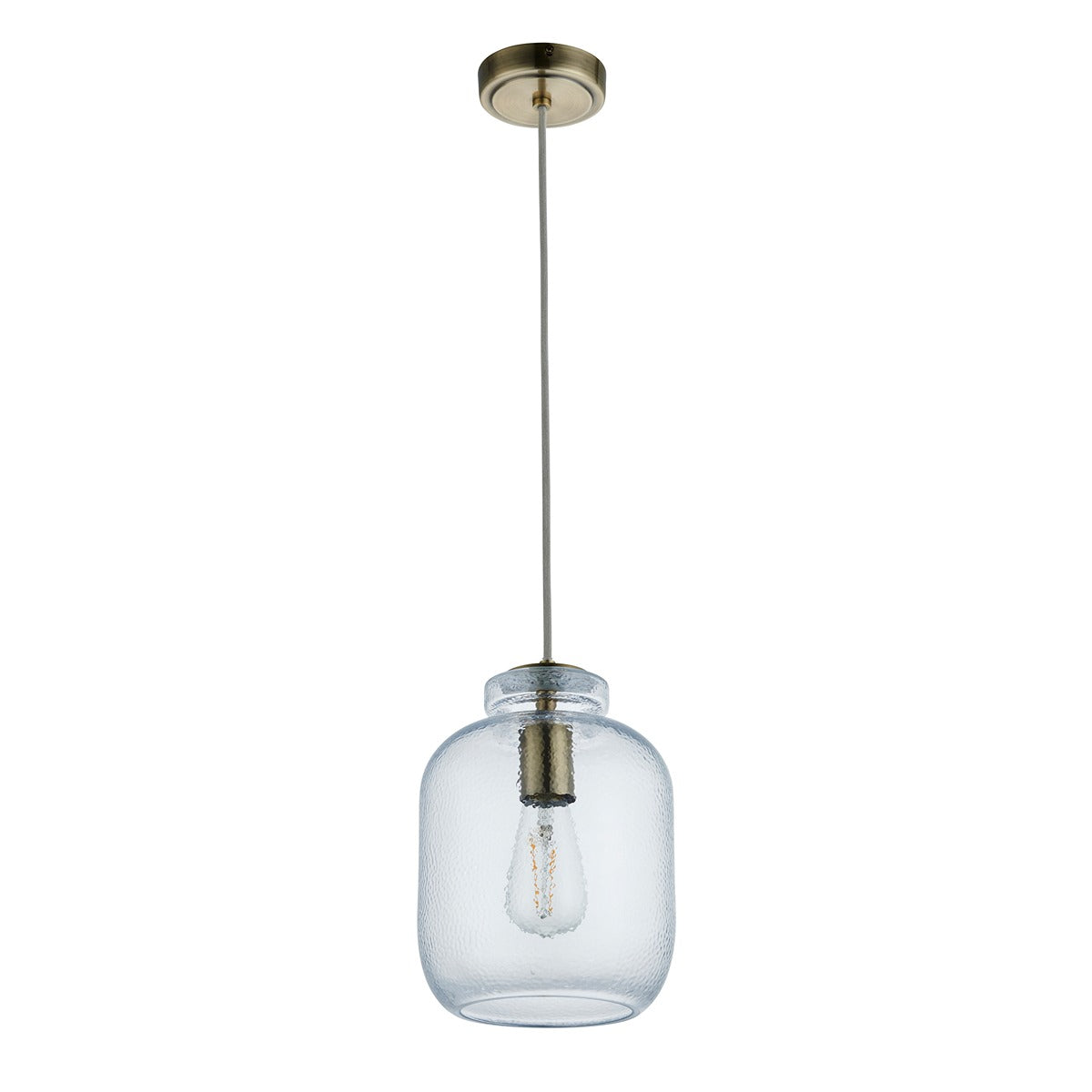 Lyra Glass Pendant Light - Antique Brass