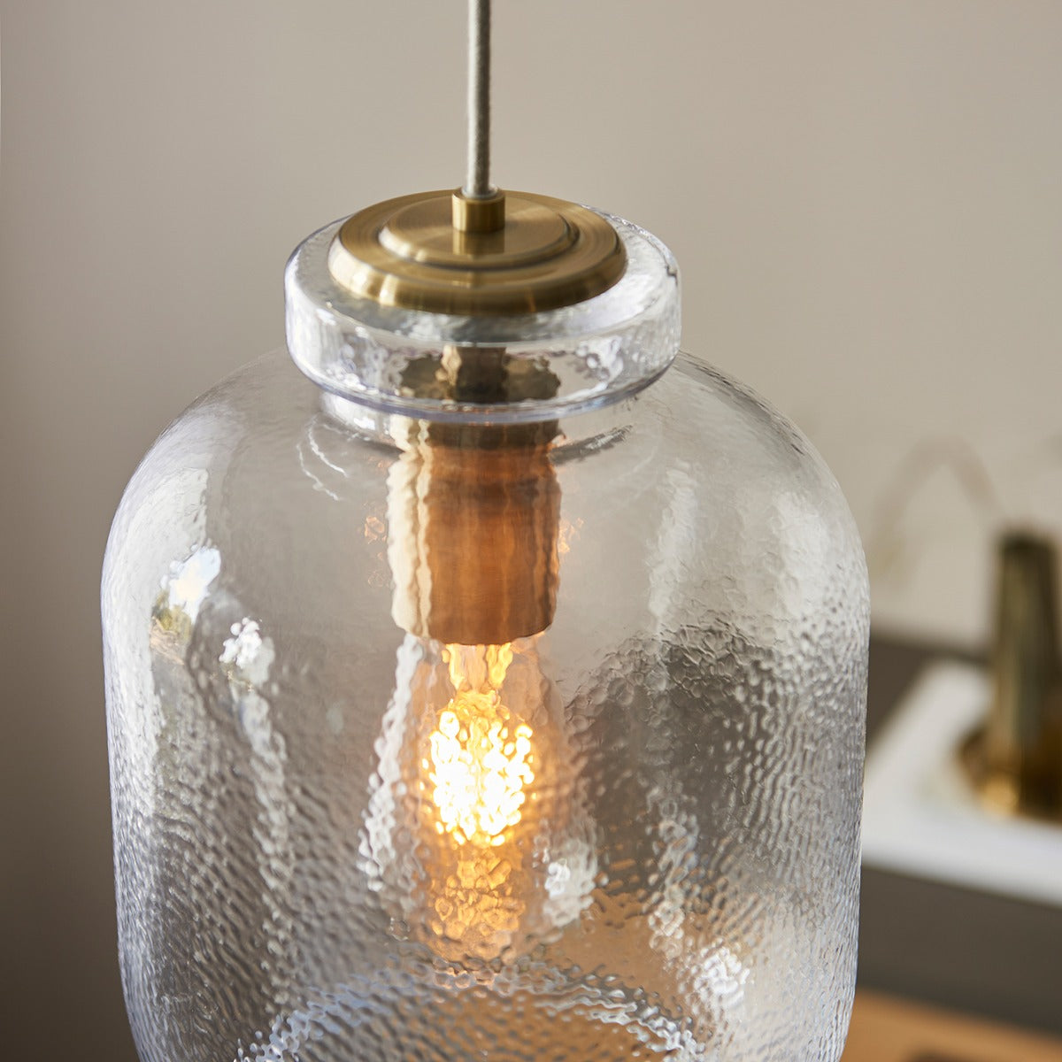 Lyra Glass Pendant Light - Antique Brass