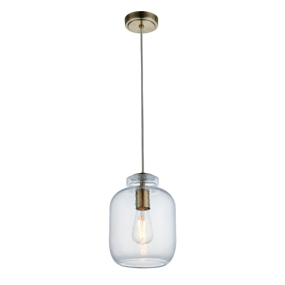Lyra Glass Pendant Light - Antique Brass