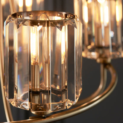 Berenice 5 Faceted Glass Ceiling Light - Antique Brass