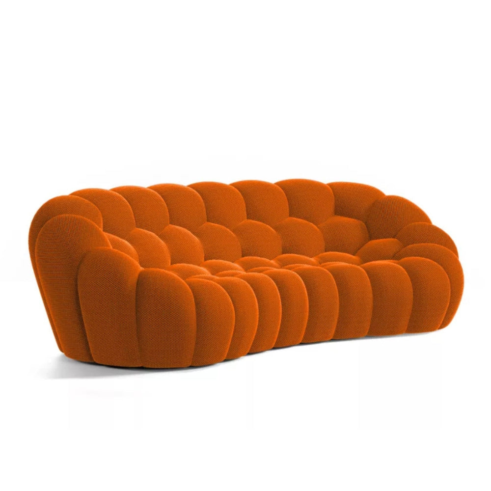 Compressed Bubble Sofa by Lumo in Vibrant Orange: Space-Saving Design