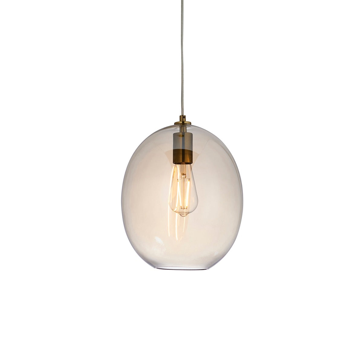 Kola Shaped Table Lamp - Satin Brass & Champagne