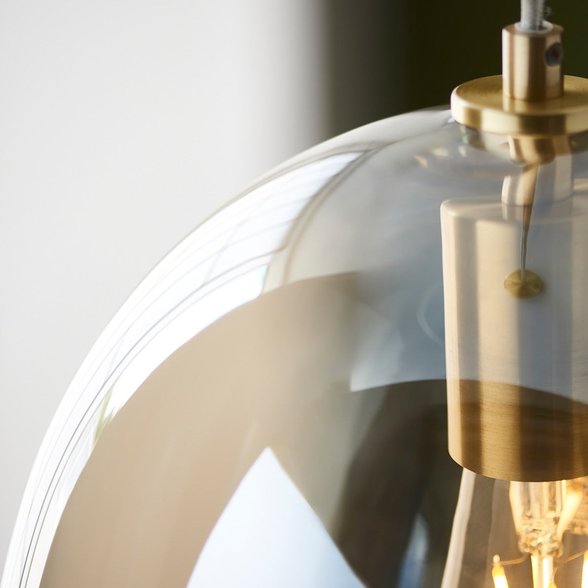 Kola Shaped Table Lamp - Satin Brass & Champagne