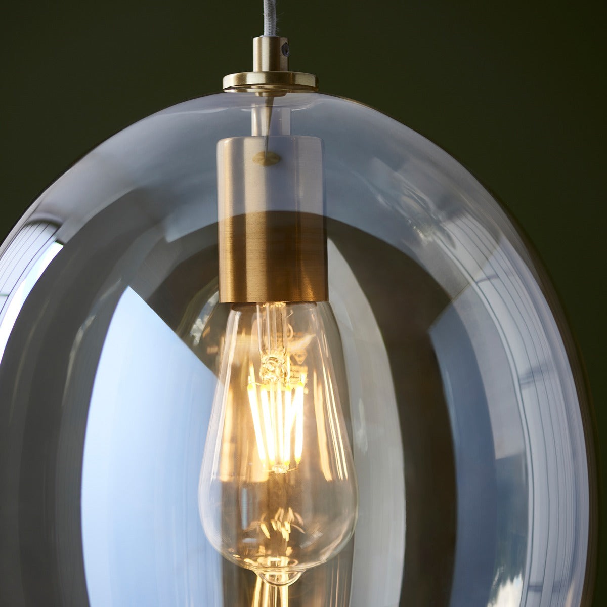 Kola Shaped Table Lamp - Satin Brass & Champagne