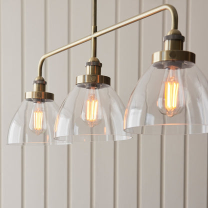 Hendon 3 Light Pendant Light - Antique Brass