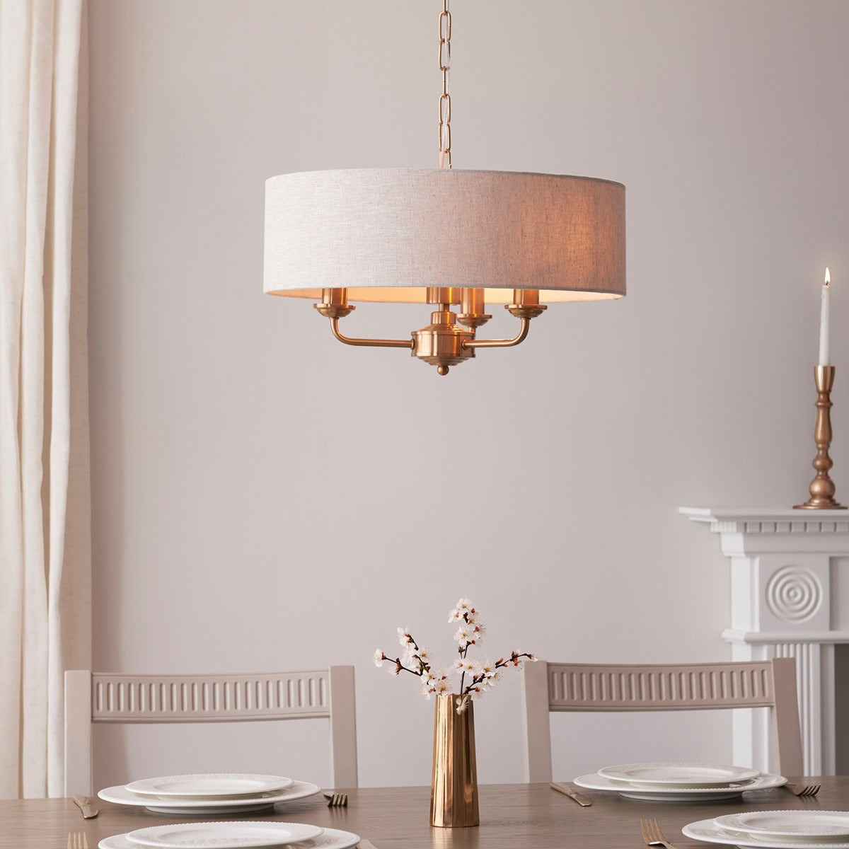 Hiden 3 Light Pendant Light - Vintage Brass