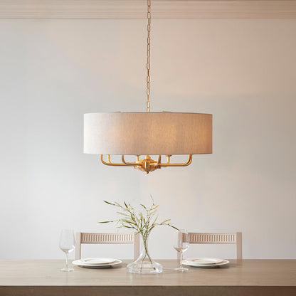 Hiden 8 Light Pendant Light - Vintage Brass