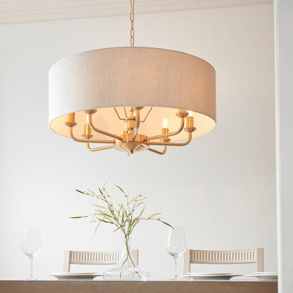 Hiden 8 Light Pendant Light - Vintage Brass