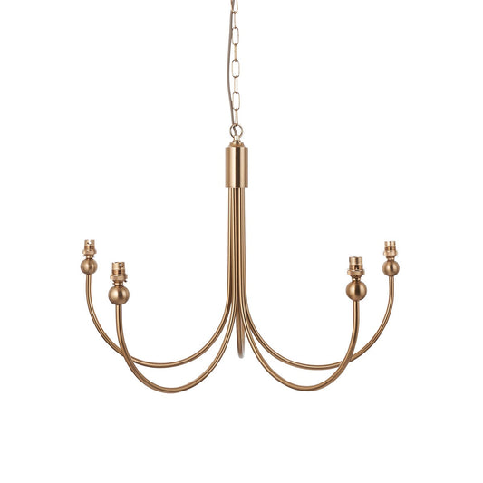 Santia Curved 5 Light Pendant Light - Brushed Aged Brass