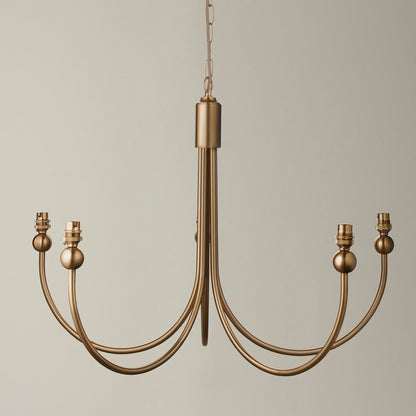 Santia Curved 5 Light Pendant Light - Brushed Aged Brass
