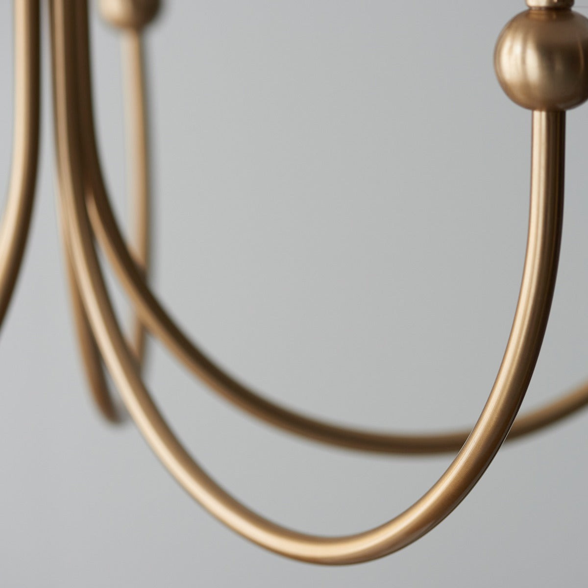 Santia Curved 5 Light Pendant Light - Brushed Aged Brass