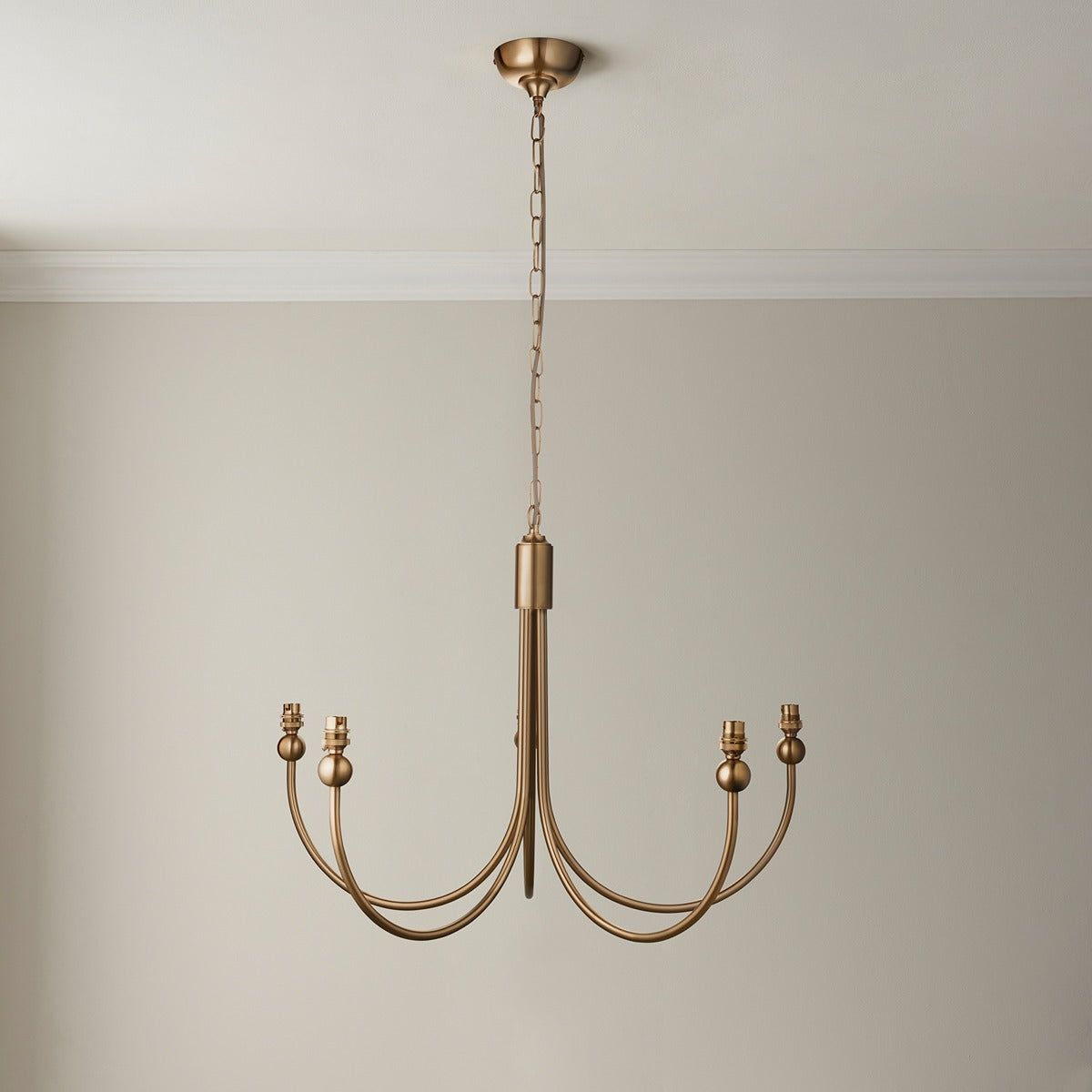 Santia Curved 5 Light Pendant Light - Brushed Aged Brass