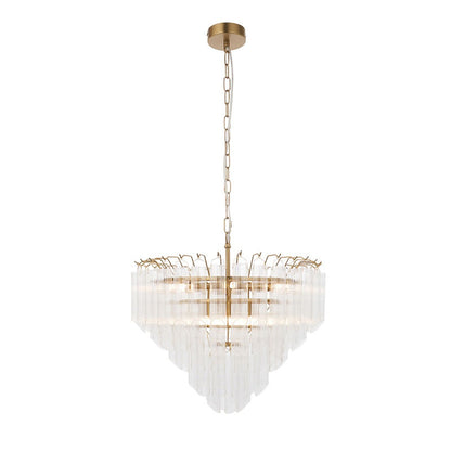 Toulouse 12 Light Angled Edge Pendant Light - Clear & Satin Brass