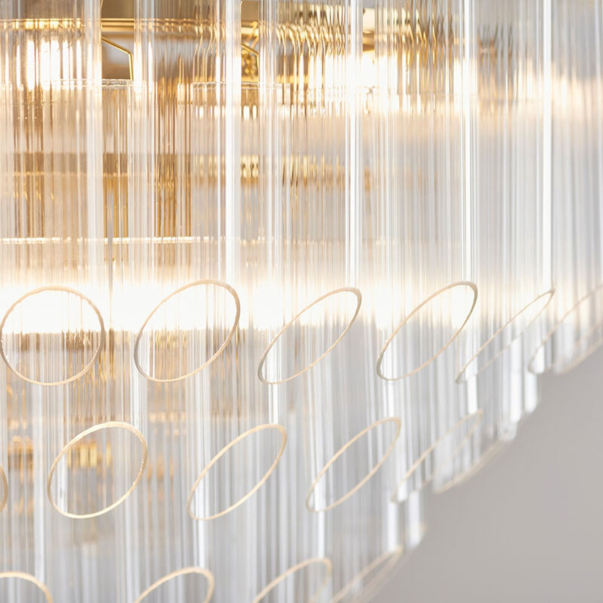 Toulouse 12 Light Angled Edge Pendant Light - Clear & Satin Brass