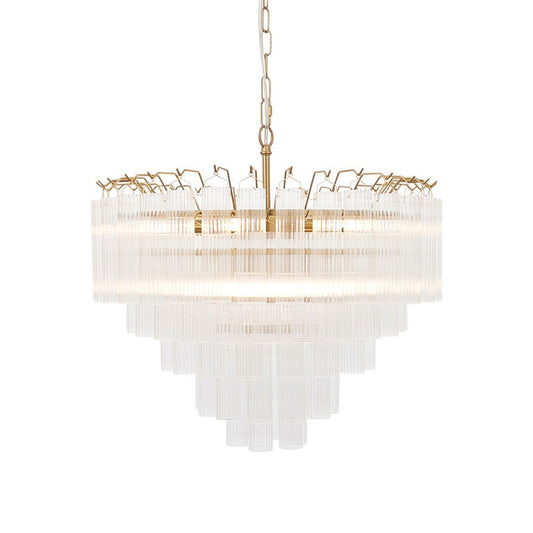 Toulouse 12 Light Tubular Pendant Light - Clear & Satin Brass