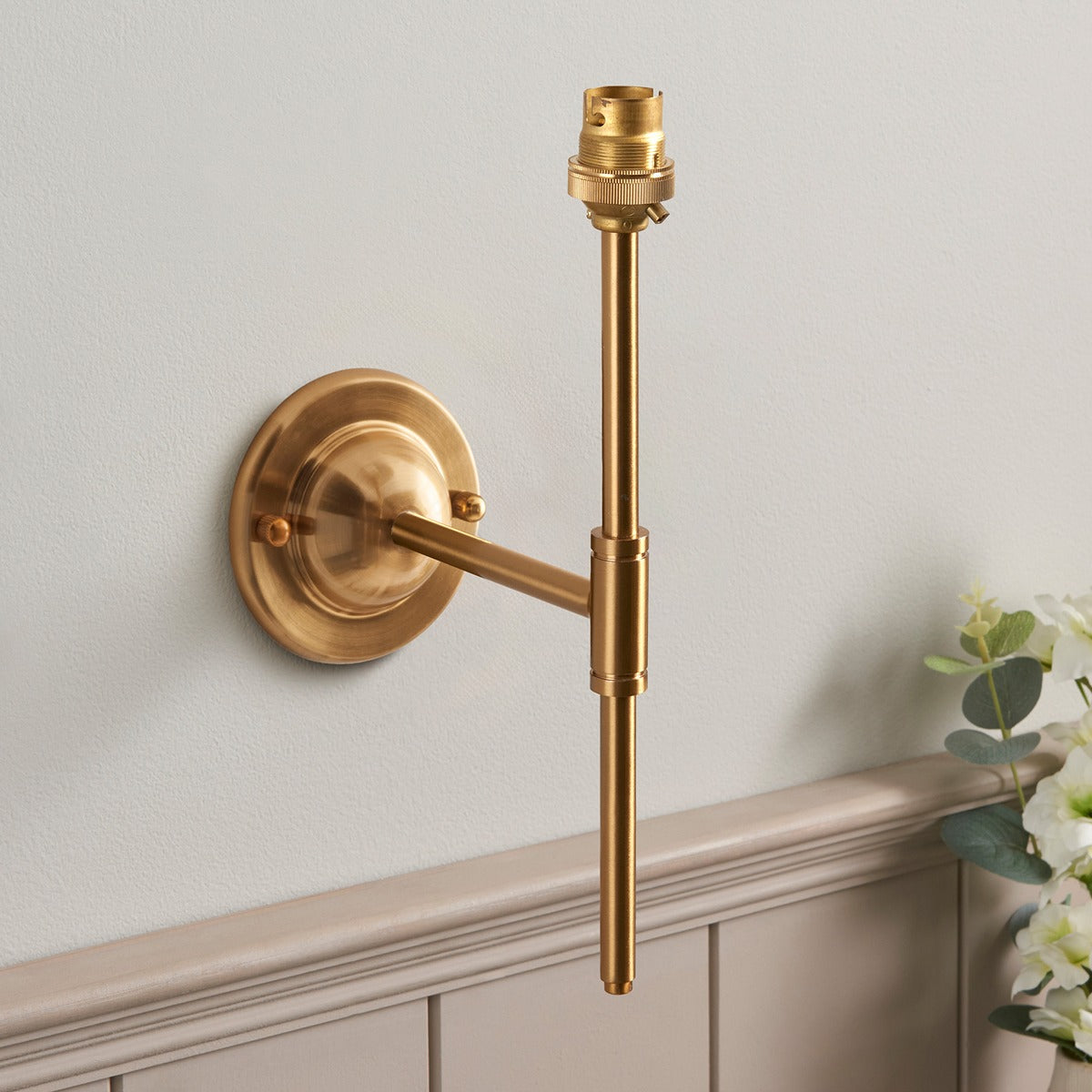 Dome T Bar Wall Light - Brushed Aged Brass